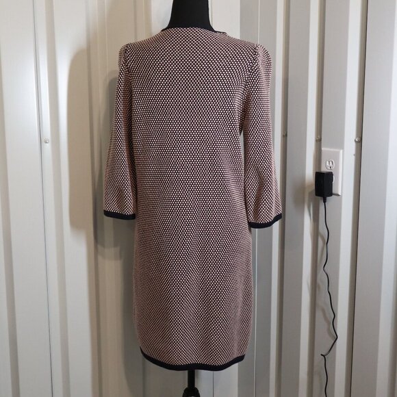 COS Womens Textured Knit Sweater Dress Pink Navy 3/4 Sleeves Size Med Cotton EUC - Picture 2 of 7